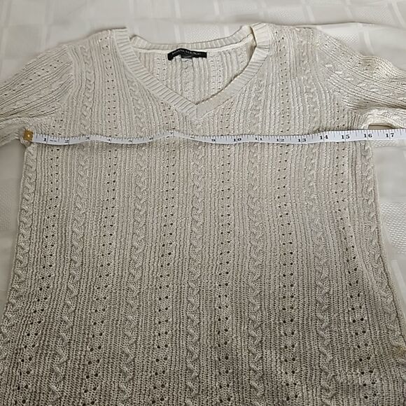 Banana Republic Women's Knitted V-neck Long Sleeves Sweater XS Pearl White - Picture 8 of 16